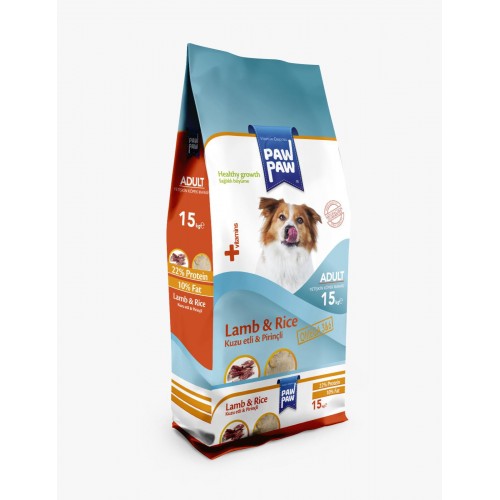 Paw Paw Kuzu Etli Pirinçli Yetişkin Köpek Maması 15 Kg
